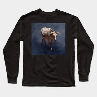 Mule on Smokey Gray Background Long Sleeve T-Shirt